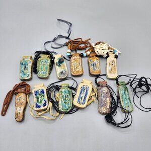 Handmade Ceramic Rune Pendants Necklaces Boho Lot of 12 NEW